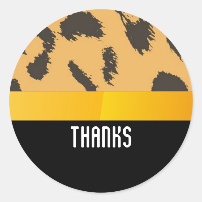 Leopard Fur Pattern Thank You Classic Round Sticker (Front)