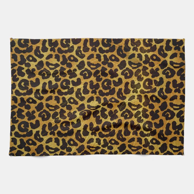 Leopard Fur Print Animal Pattern Tea Towel (Horizontal)