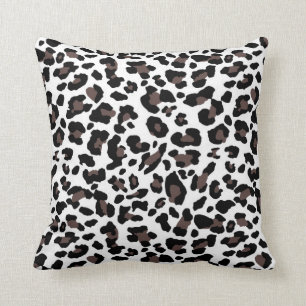 Leopard fur print, wildlife big cats, animal spots cushion