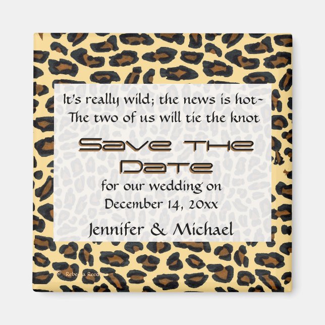 Leopard Fur Save the Date Magnet (Front)