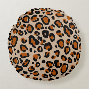Leopard fur seamless pattern round cushion