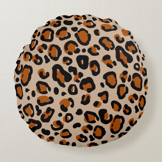 Leopard fur seamless pattern round cushion (Front)