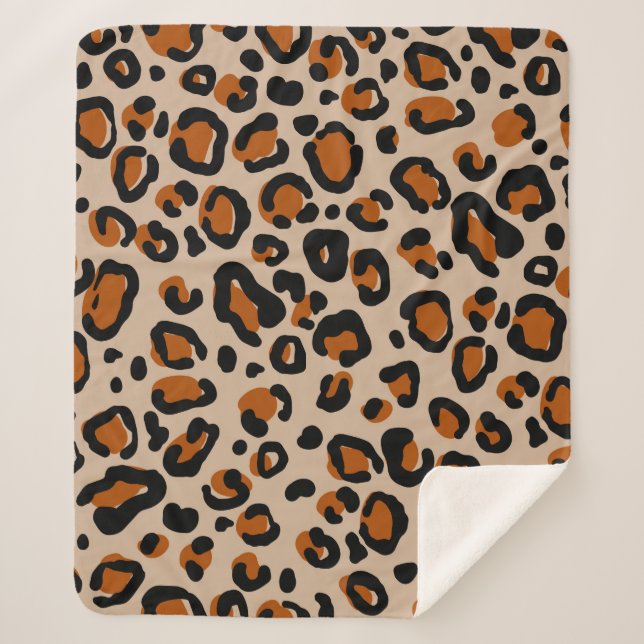 Leopard fur seamless pattern sherpa blanket (Front)
