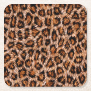 Leopard Fur Spots Pattern Square Paper Coaster