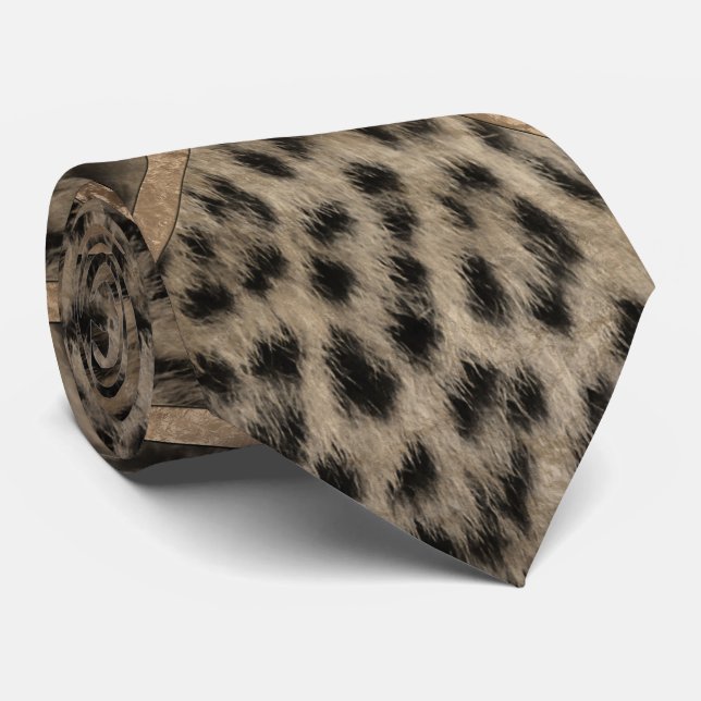 Leopard Fur Texture Geometric Pattern Tie (Rolled)