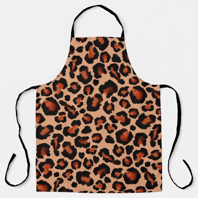 Leopard fur, watercolor, seamless background. apron (Front)