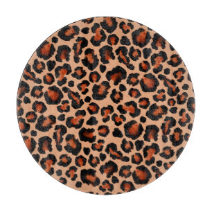Leopard fur, watercolor, seamless background. cutting board