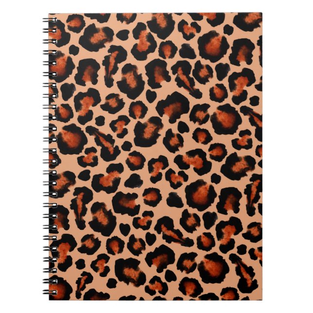 Leopard fur, watercolor, seamless background. notebook (Front)