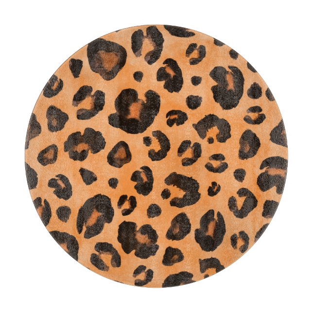 Leopard fur, watercolor, seamless texture. cutting board (Front)