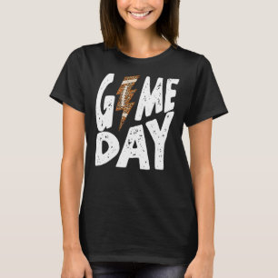 Leopard Game Day Football Lightning Bolt T-Shirt