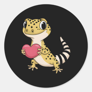 Leopard Gecko Animal Valentine Lovers Reptile  Classic Round Sticker