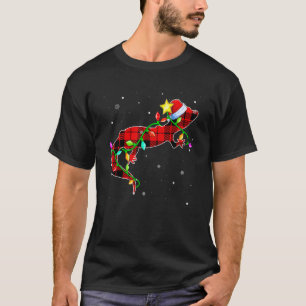 Leopard Gecko Christmas Santa Hat Xmas Lights Hol T-Shirt