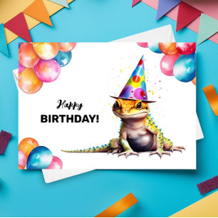 Leopard Gecko Colourful Pet Lizard Happy Birthday Card