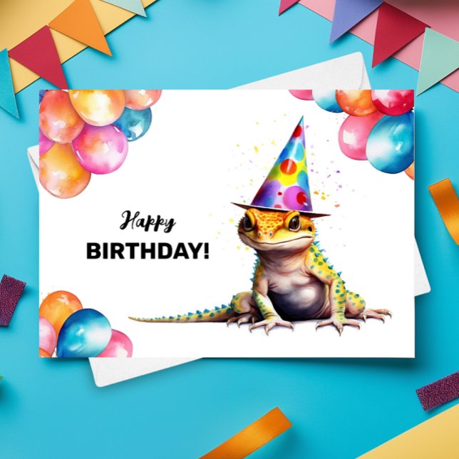 Leopard Gecko Colourful Pet Lizard Happy Birthday Card (Creator Uploaded)