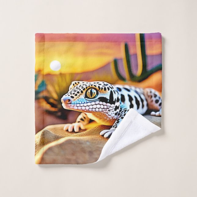Leopard Gecko Desert Design Bath Towel Set (Wash Cloth)