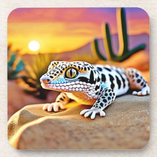 Leopard Gecko Desert Design Coaster