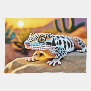 Leopard Gecko Desert Design Tea Towel
