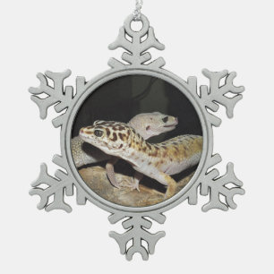 Leopard gecko design for all! snowflake pewter christmas ornament