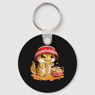 Leopard Gecko Eating Ramen Noodles Japanese Kawaii Key Ring