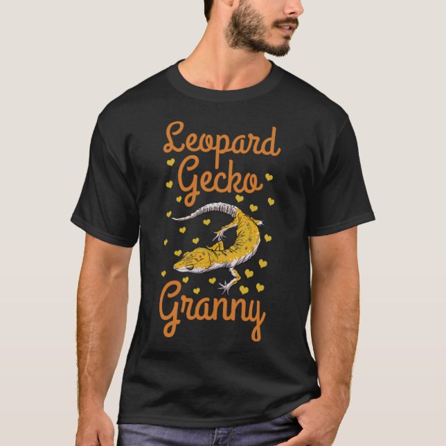 Leopard Gecko Granny Reptile Lizard horse racing w T-Shirt (Front)