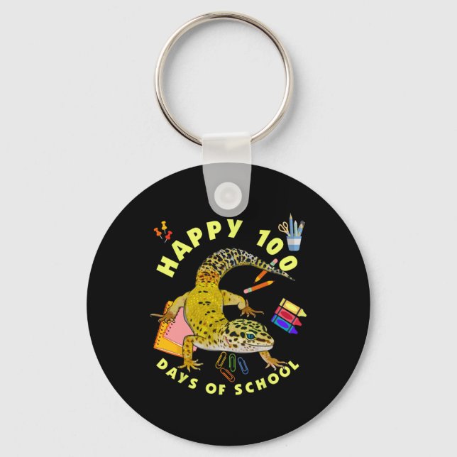 Leopard Gecko Happy 100 Days Of School Funny  Key Ring (Front)