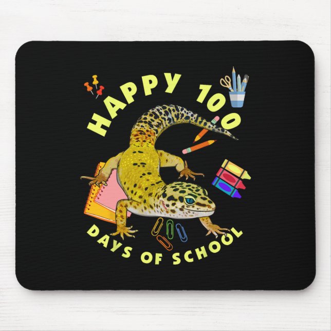 Leopard Gecko Happy 100 Days Of School Funny  Mouse Pad (Front)