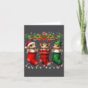 Leopard Gecko In Christmas Socks Lights Leopard Ge Card