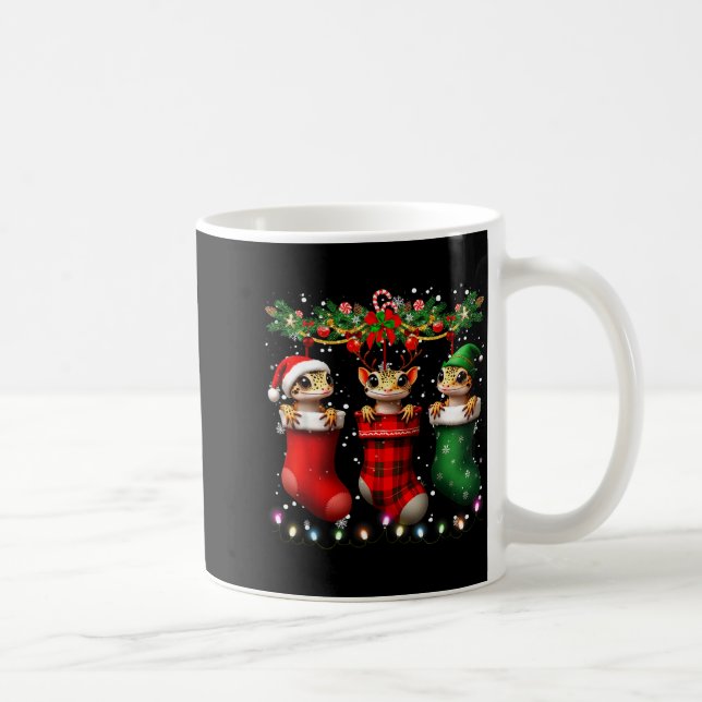 Leopard Gecko In Christmas Socks Lights Leopard Ge Coffee Mug (Right)
