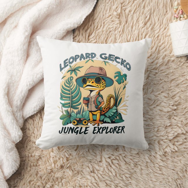 Leopard Gecko Jungle Explorer : Wild Adventure Cushion (Blanket)
