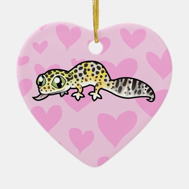 Leopard Gecko Love (add your own message) Ceramic Ornament (Front)