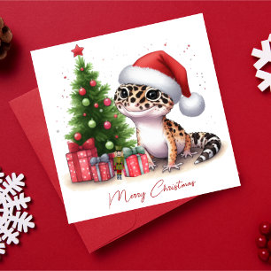 Leopard Gecko Merry Christmas Holiday Card