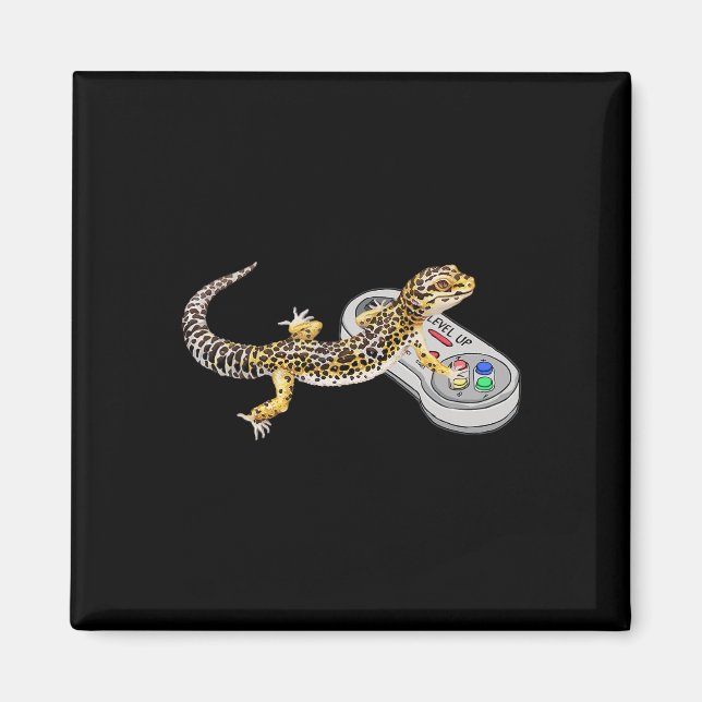 Leopard Gecko Playing Video Game Lizard And Reptil Magnet (Front)