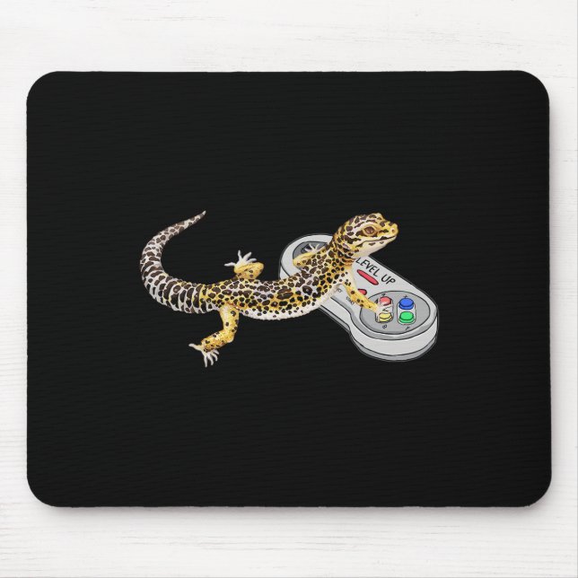 Leopard Gecko Playing Video Game Lizard And Reptil Mouse Pad (Front)