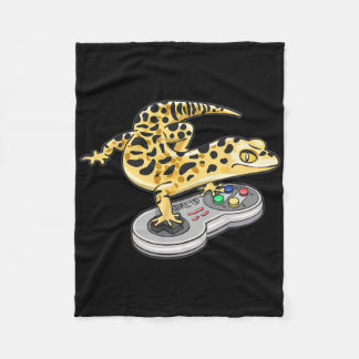 Leopard Gecko Playing Video Game Lizard Reptiles G Fleece Blanket