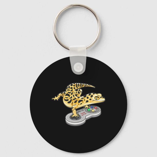 Leopard Gecko Playing Video Game Lizard Reptiles G Key Ring (Front)
