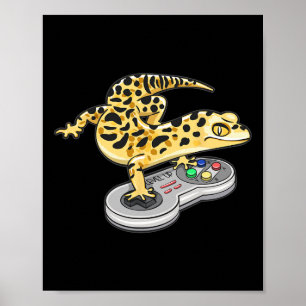 Leopard Gecko Playing Video Game Lizard Reptiles G Poster