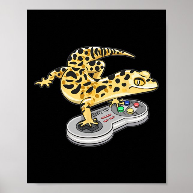 Leopard Gecko Playing Video Game Lizard Reptiles G Poster (Front)