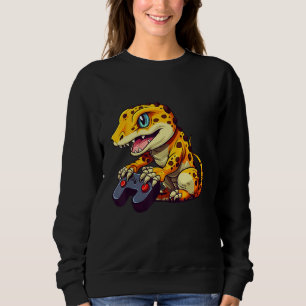 Leopard Gecko Playing Video Game Lizard & Reptiles Sweatshirt