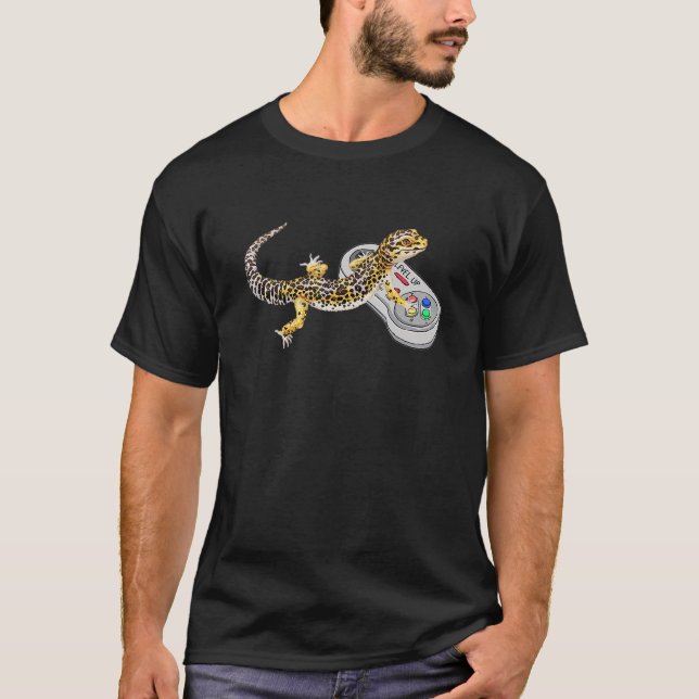 Leopard Gecko Playing Video Game Lizard & Reptiles T-Shirt (Front)