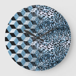 Leopard Geometric, Animal Skin Design. Large Clock