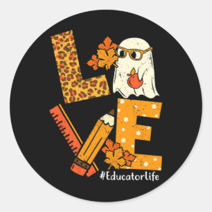 Leopard Ghost Educator Life Halloween Costume Fall Classic Round Sticker