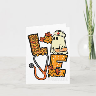 Leopard Ghost Nurse Halloween Costume Fall Scrub T Card