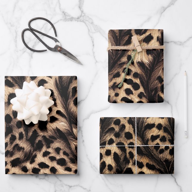 Leopard gift wrapping kit wrapping paper sheet (Front)