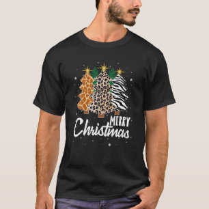 Leopard Giraffe Zebra Tree Christmas Snow Gift For T-Shirt