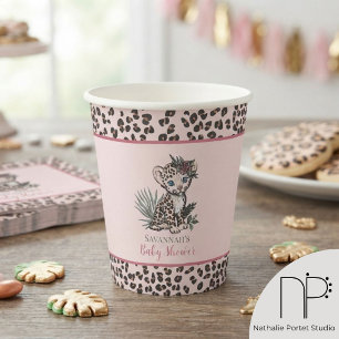 Leopard Girl Cub Pink Paper Cups