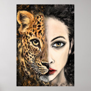 Leopard Girl - Emotion Poster - Painting Art