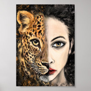 Leopard Girl - Emotion Poster - Painting Art