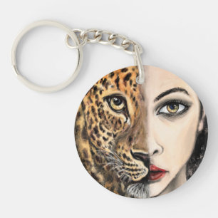 Leopard Girl Keychain