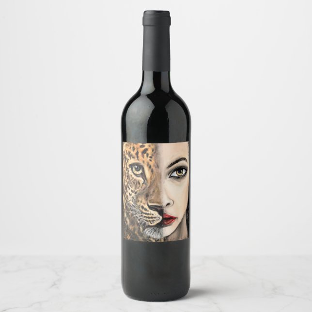 Leopard Girl Wine Bottle Labels (Front)