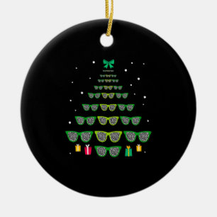 Leopard Glasses Xmas Tree Optometrist Christmas Ceramic Ornament